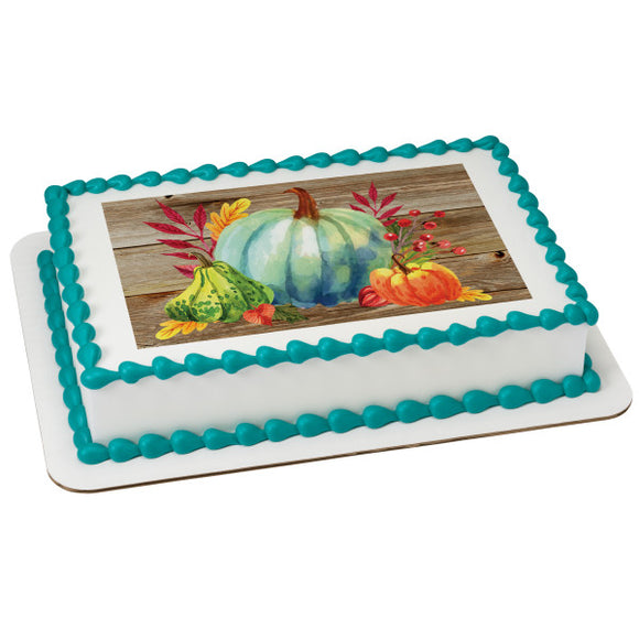 Watercolor Fall Harvest PhotoCake® Edible Image® - EIC25723
