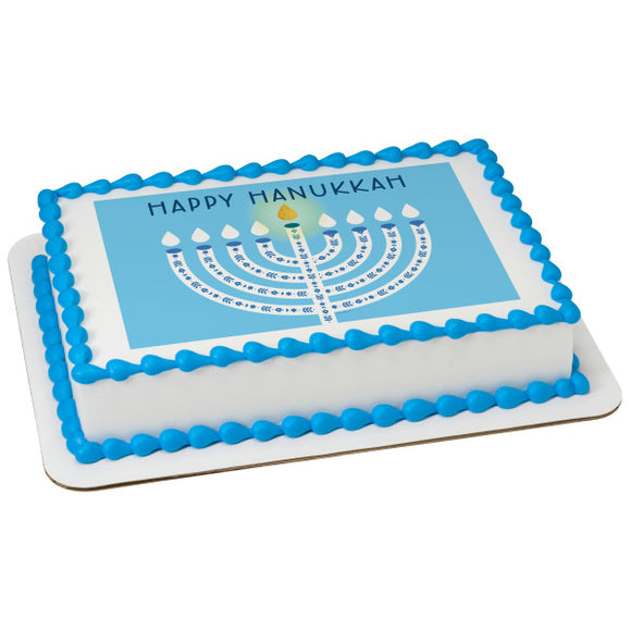 Happy Hanukkah Menorah PhotoCake® Edible Image® - EIC27408