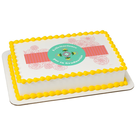 Felicitaciones por tu Graduación Floral PhotoCake® Edible Image® - EIC28583