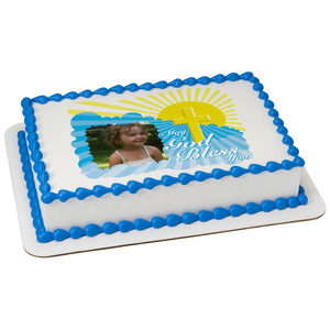 God Bless Cross PhotoCake® Edible Image® Frame EIC19379