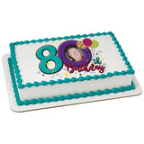 Happy 80th Birthday PhotoCake® Edible Image® Frame EIC22852