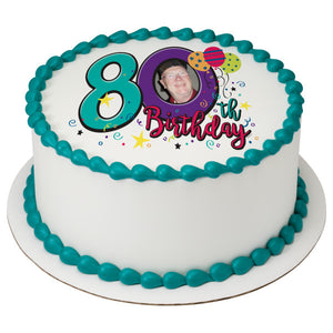 Happy 80th Birthday PhotoCake® Edible Image® Frame EIC22852