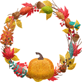 Watercolor Fall Wreath with Pumpkin -  EIO40007